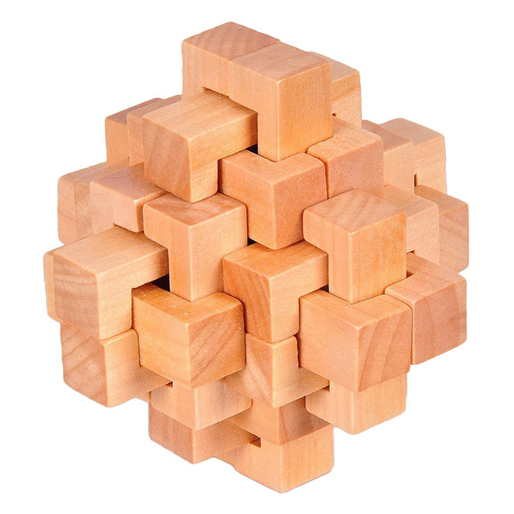 Wood Cube Puzzle Brain Teaser Toy Games
