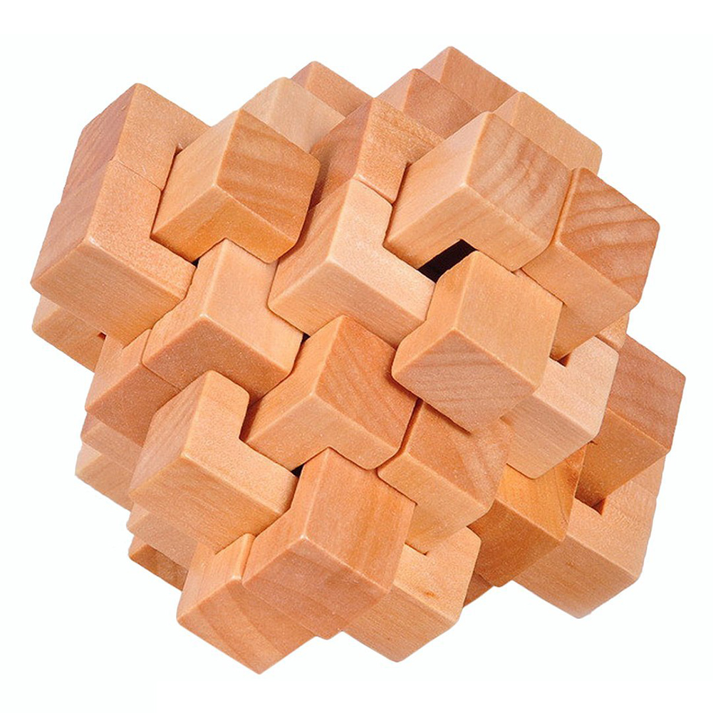 Wood Cube Puzzle Brain Teaser Toy Games